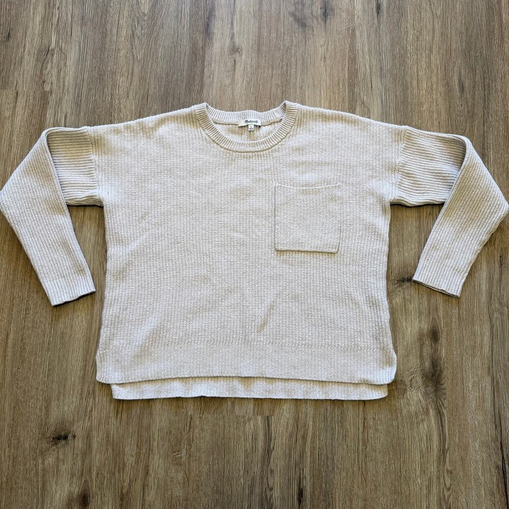 Madewell Thompson Pocket Pullover Sweater Beige Cream Women's Size Medium